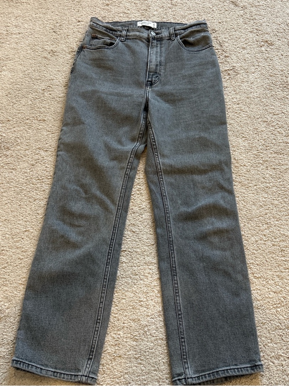 Abercrombie & Fitch Faded Black Ankle Straight Ultra High Rise Jeans
